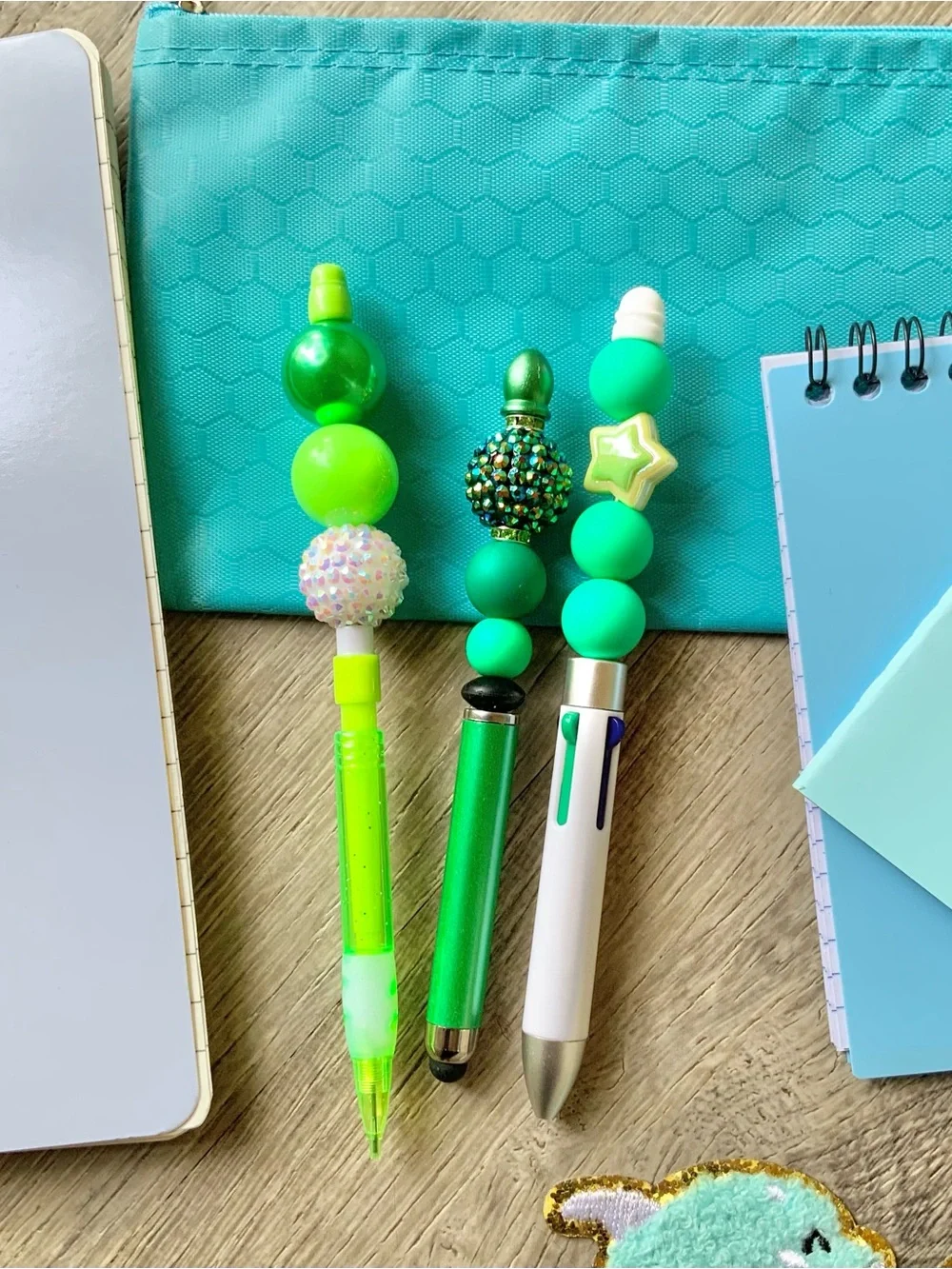 NEW📚 Hand Crafted Stationery Set w/ Beaded Stylus Pen & Pencil OS